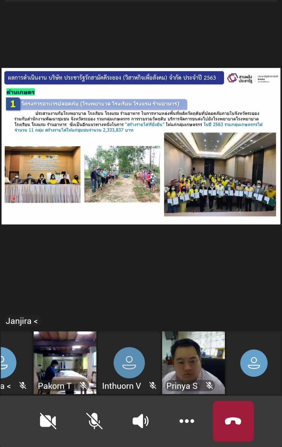 “พช.ระยอง” ร่วมประชุมสามัญผู้ถือหุ้นประจำปี 2564 บริษัท ประชารัฐรักสามัคคีระยอง (วิสาหกิจเพื่อสังคม) จำกัด ผ่านสื่ออิเล็กทรอนิกส์ระบบ  Microsoft Team